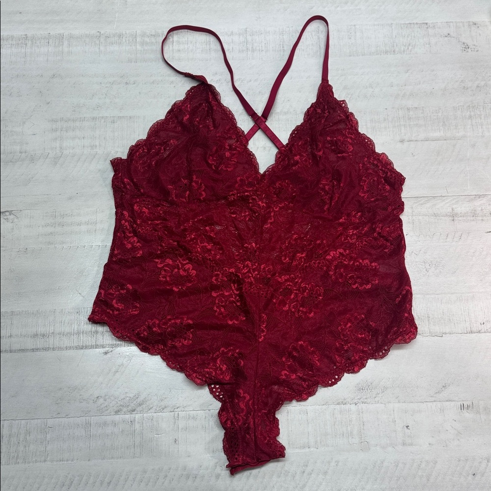 Chama Lace Plus Size V-Neck Backless Lingerie Bodysuit Sleepwear